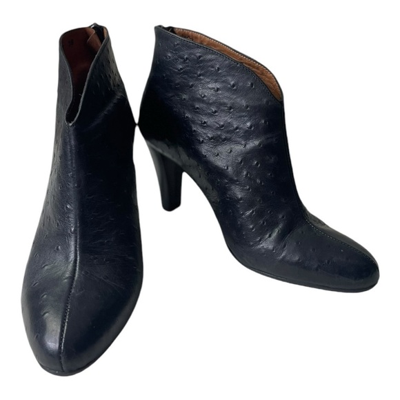 Eric Michael Women’s Black Leather Heeled Ankle Boots - Picture 3 of 10